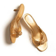 Load image into Gallery viewer, Valerie Mule In Gold Metallic Leather