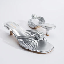 Load image into Gallery viewer, Valerie Mule In Silver Metallic Leather