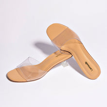 Load image into Gallery viewer, Vivi Lucite Mule In Tan Leather and Vinyl