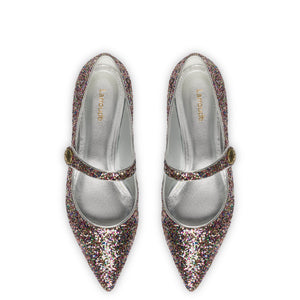 Caroline Flat In Multimetallic Glitter