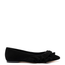 Load image into Gallery viewer, Lee Ruffle Flat In Black Suede