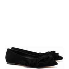 Load image into Gallery viewer, Lee Ruffle Flat In Black Suede