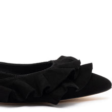 Load image into Gallery viewer, Lee Ruffle Flat In Black Suede