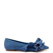 Load image into Gallery viewer, Lee Ruffle Flat In Blue Denim