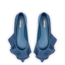 Load image into Gallery viewer, Lee Ruffle Flat In Blue Denim