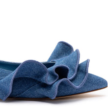 Load image into Gallery viewer, Lee Ruffle Flat In Blue Denim