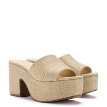 Load image into Gallery viewer, Miso Platform Sandal In Metallic Raffia