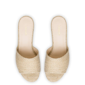 Miso Platform Sandal In Metallic Raffia