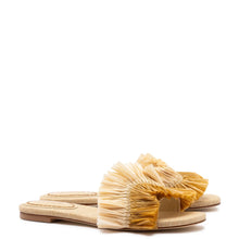 Load image into Gallery viewer, Ivy Fringe Flat In Beige Raffia