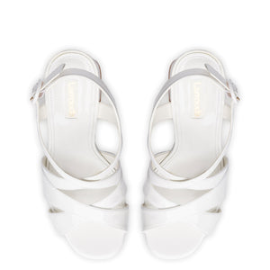 Bee Sandal In White Patent Leather