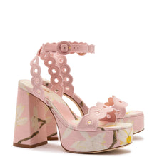 Load image into Gallery viewer, Dolly Broderie Sandal In Tulip Printed Raffia