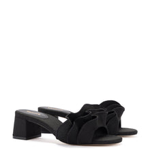 Load image into Gallery viewer, Brigitte Ruffle Mule In Black Raffia