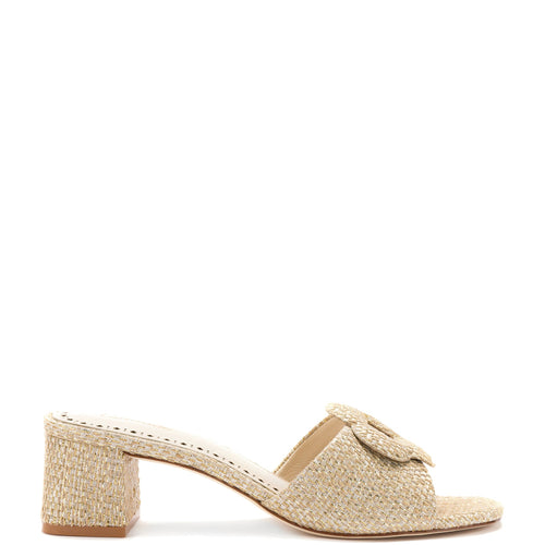 Flora Mule In Gold Metallic Raffia