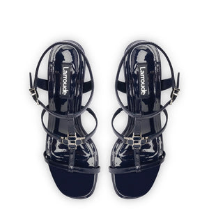 Hana Block In Navy Patent Leather