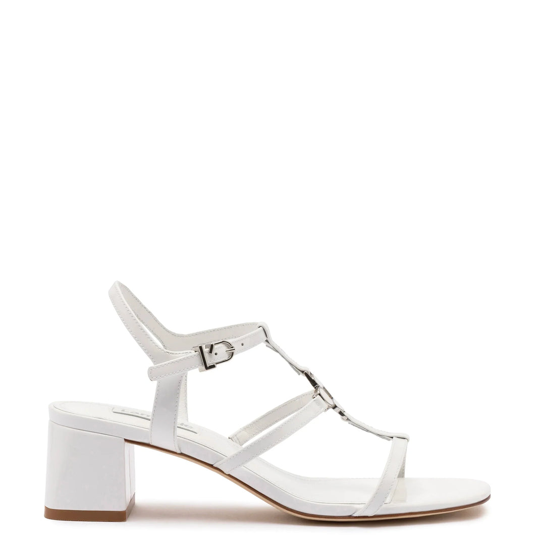 Hana Block In White Patent Leather