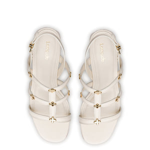 Harmony Block Sandal In Ivory Leather