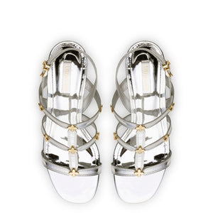 Harmony Block Sandal In Silver Specchio