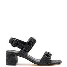 Load image into Gallery viewer, Milan Sandal In Black Wave Raffia