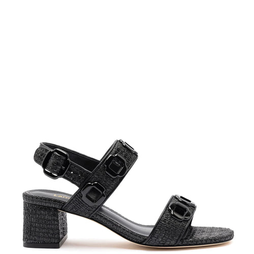 Milan Sandal In Black Wave Raffia