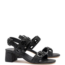 Load image into Gallery viewer, Milan Sandal In Black Wave Raffia