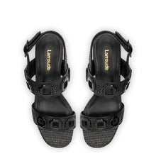 Load image into Gallery viewer, Milan Sandal In Black Wave Raffia