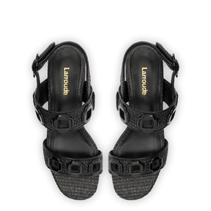 Milan Sandal In Black Wave Raffia