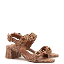 Load image into Gallery viewer, Milan Sandal In Caramel Wave Raffia