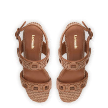 Load image into Gallery viewer, Milan Sandal In Caramel Wave Raffia