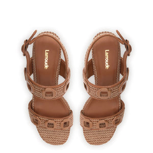 Milan Sandal In Caramel Wave Raffia