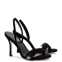 Load image into Gallery viewer, Larroudé x Markarian Sandal In Black Suede and Crystals