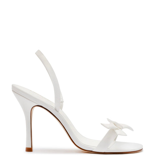 Larroudé x Markarian Bridal Sandal In White Satin