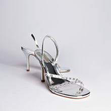 Load image into Gallery viewer, Annie Sandal in Silver Specchio with Swarovski® Crystals