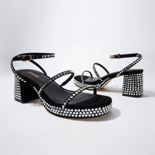 Load image into Gallery viewer, Gio Crystal Sandal In Black Suede