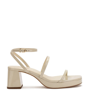 Gio Sandal In Ivory Patent Leather