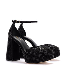 Load image into Gallery viewer, Ari Crystal Pump In Monochrome Black Suede