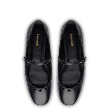 Load image into Gallery viewer, Blair Broderie Ballet Flat In Black Leather