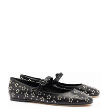 Load image into Gallery viewer, Blair Ballet Flat In Black Leather and Metallic Studs