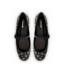 Load image into Gallery viewer, Blair Ballet Flat In Black Leather and Metallic Studs