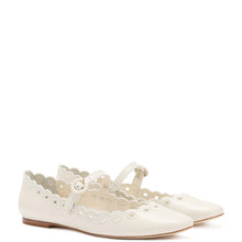 Load image into Gallery viewer, Blair Broderie Ballet Flat In Ivory Leather