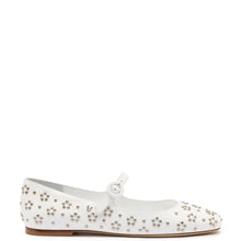 Load image into Gallery viewer, Blair Ballet Flat In White Leather and Metallic Studs