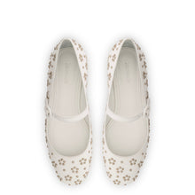 Load image into Gallery viewer, Blair Ballet Flat In White Leather and Metallic Studs