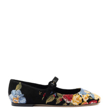 Load image into Gallery viewer, Larroudé x Markarian Flat In Black Wool and Floral Embroidery