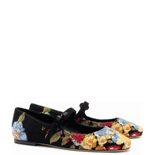 Load image into Gallery viewer, Larroudé x Markarian Flat In Black Wool and Floral Embroidery