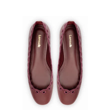 Load image into Gallery viewer, Meghan Broderie Flat In Burgundy Leather