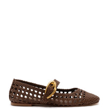 Load image into Gallery viewer, Verona Macrame Ballet Flat In Burnt Umber Leather