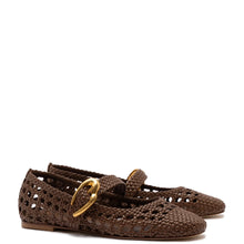 Load image into Gallery viewer, Verona Macrame Ballet Flat In Burnt Umber Leather