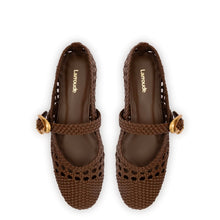 Load image into Gallery viewer, Verona Macrame Ballet Flat In Burnt Umber Leather