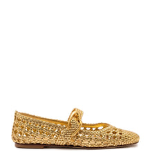 Load image into Gallery viewer, Verona Macrame Ballet Flat In Gold Metallic Leather