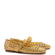 Load image into Gallery viewer, Verona Macrame Ballet Flat In Gold Metallic Leather