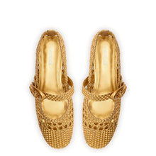 Load image into Gallery viewer, Verona Macrame Ballet Flat In Gold Metallic Leather